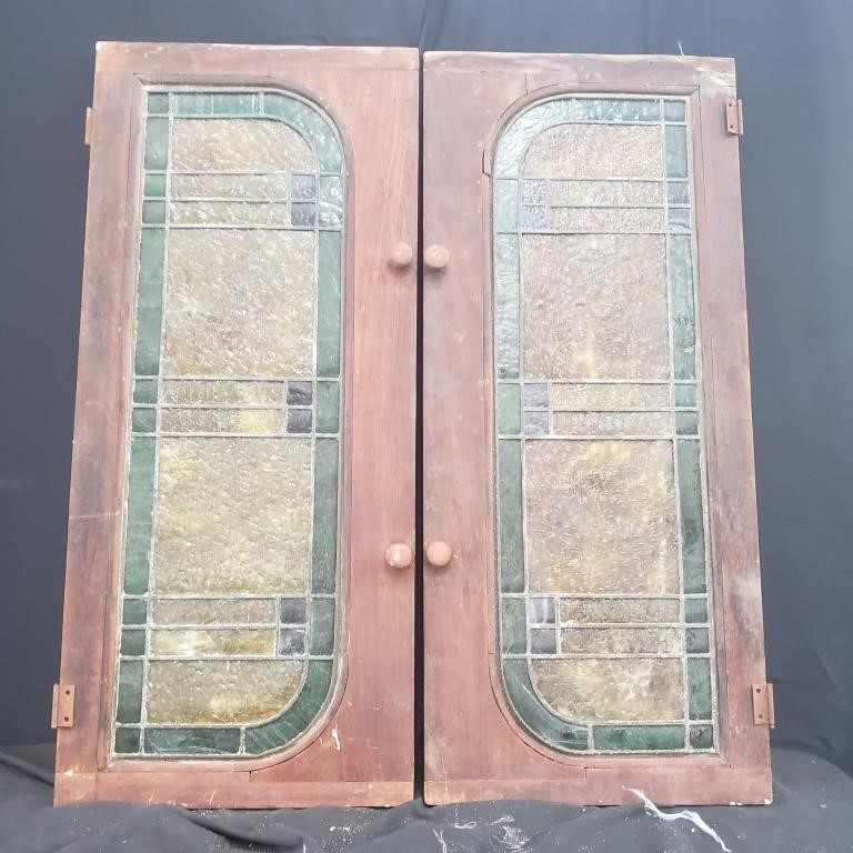Pair of Vintage leaded glass doors