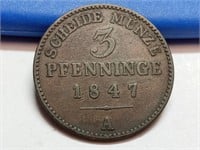 OF) 1847-A 3 Pfennig Lippe-Detmold