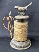 Vintage cast iron bird twine holder