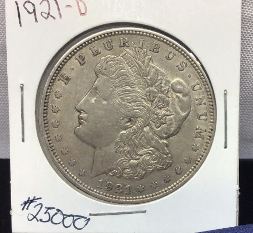 OF) 1921-D MORGAN SILVER DOLLAR, BEAUTIFUL COIN,