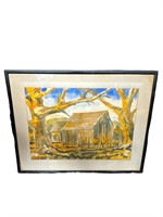 Vintage signed, framed watercolor painting