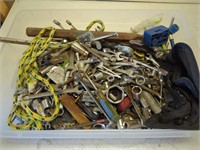 Tub of tools - sockets, bits, assorted hand