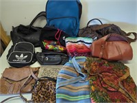 Box of purses, backpacks, and bags