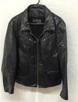 C3) MENS BLACK LEATHER JACKET WITH ZIP OUT LINER