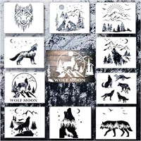 10 PCS Forest Wolf Stencils f. for Wood Craft