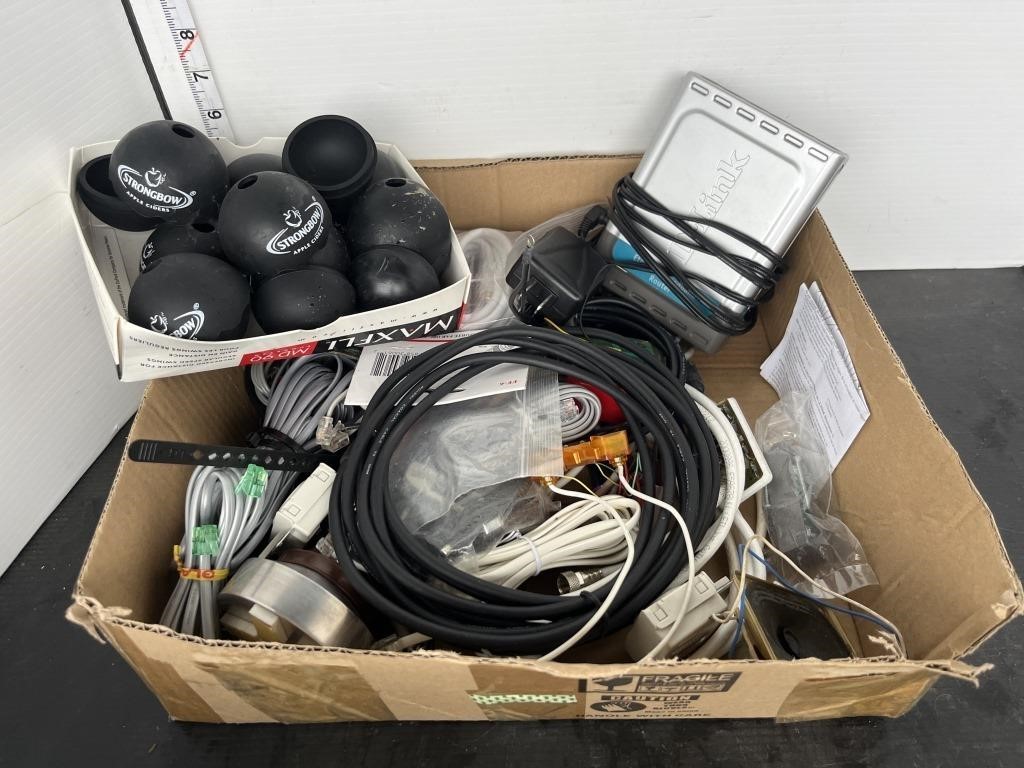 Box lot of internet cable, misc