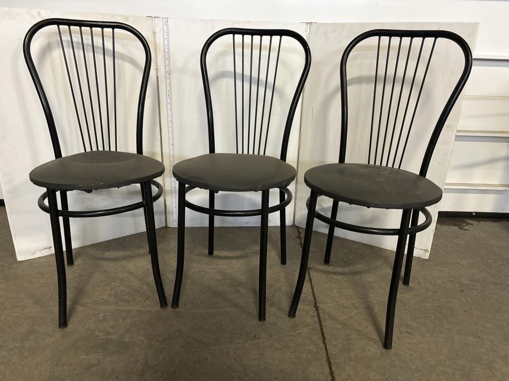 3 metal framed chairs
