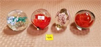 Lot of 4 Art Glass Paperweights