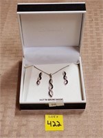 1/4 CT TW Genuine Diamond Necklace & Earrings