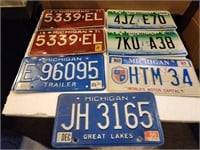 C6) Michigan License Plate Lot one matching set.