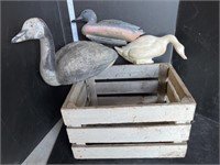 Lot- porcelain geese & duck decoy