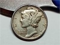 OF) 1927 Silver Mercury dime