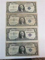 OF) (4) 1957 $1 silver certificates