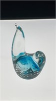 Lefton blue bubble trap glass bird paperweight