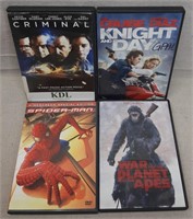 C12) 4 DVDs Movies Action Knight And Day Spiderman