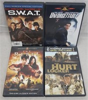 C12) 4 DVDs Movies Action SWAT The Hurt Locker