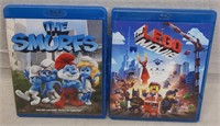 C12) 2 Blu Ray Movies Family Smurfs The Lego Movie