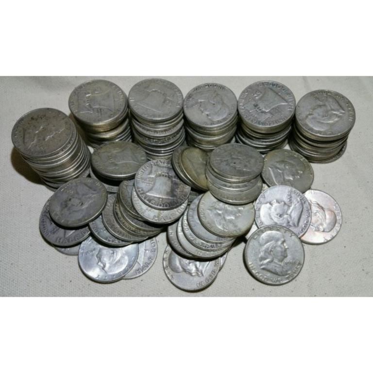 (80) Franklin Half Dollars - 90% Silver Coins