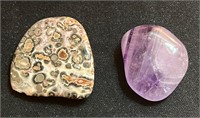 Amethyst and Leopardskin Jasper Stones