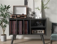 Record Player Stand with Vinyl Storage Holds Up