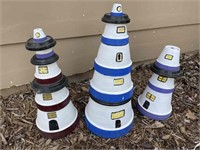 Painted Lighthouse Planter Pots