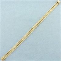 Diamond Cut Triple Strand Rope Link Bracelet in 14