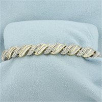 5ct Round and Baguette Diamond Bracelet in 14k Yel