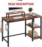 $110  Industrial Desk with Shelves (Rustic Brown)