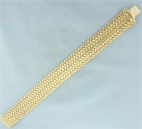 Two Tone Woven Link Wide Bracelet in 18k Yellow an