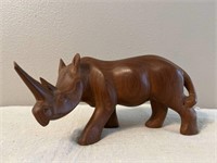 African Wood Carved Rhino