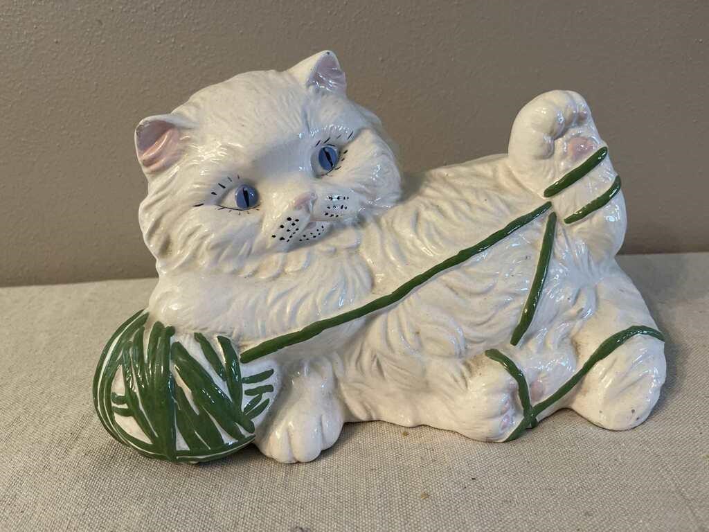 Ceramic Cat Playing with Yarn