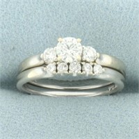 Diamond 3-Stone Engagement Ring and Matching Weddi