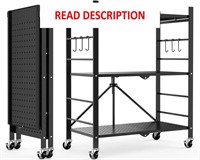$70  3-Tier Shelf with Wheels  Black  No Assembly