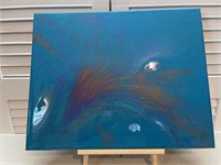 Blue Acrylic and Resin Painting