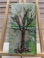 3D Wire Green Acrylic and Resin Painting