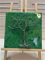 Green Wire Tree 3D Acrylic and Resin Painting