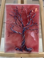 Pink Wire 3D Tree Acrylic and Resin Painting