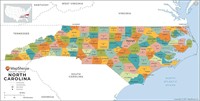 $37  NC Counties Map - Large Laminated 48x24.5