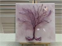 Pink Tree 3D Wire Acrylic and Resin Painting