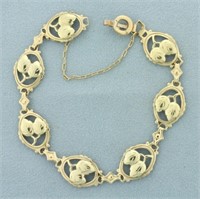 Leaf Design Nature Bracelet in 14k Yellow Gold