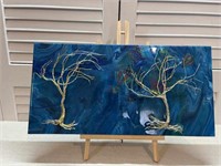 Blue Tree Wire 3D Acrylic and Resin Painting