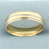 Mens Banded Design Wedding Band Ring in 14k Yellow