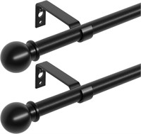 $15  2pk Black Curtain Rods 28-48in  Adjustable