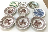 9 Assorted Printed Plates & Bowls