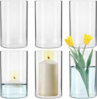 $18  6-Pack Glass Cylinder Vases  6 Candle Holder