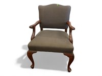 Antique Accent Chair Wooden Carved Open Arm