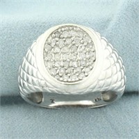 Quilted Design Pave Set Diamond Ring in 10k White