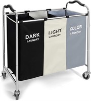 $53  240L 3-Bag Laundry Cart  16x30x35in  W+B+G