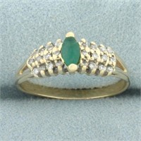 Emerald and Diamond Ring in 14k Yellow Gold