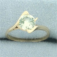 Mint Green Tourmaline Solitaire Ring in 10k Yellow
